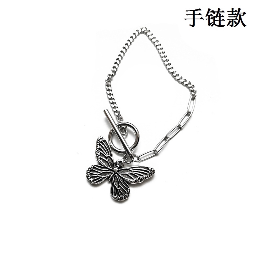 （A12-01-6）สร้อยคอสร้อยข้อมือจี้ผีเสื้อสีเงินสไตล์เกาหลี