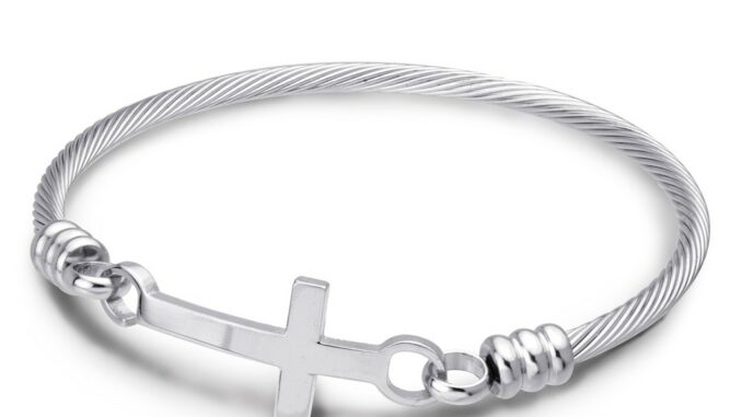 555jewelry กำไลข้อมือสแตนเลส รูปไม้กางเขน ดีไซน์ Unisex รุ่น MNC-BG259 - กำไลข้อมือผู้หญิง กำไลข้อมือผู้ชาย(BG13)