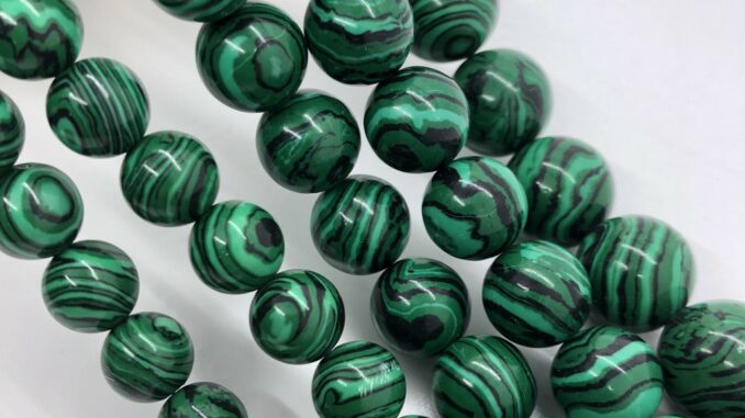 Lotus Leaves Malachite Beads หินทรงกลม 4-14 มม. Diy สําหรับใช้ทําเครื่องประดับสร้อยข้อมือ