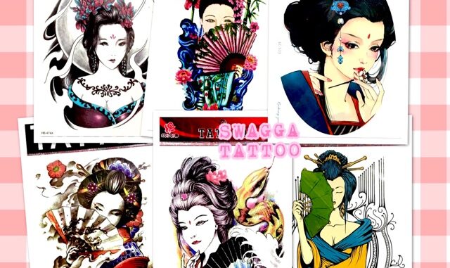แทททู 4ใบ100บาท รวมลาย เกอิชา ผู้หญิงญี่ปุ่น รอยสักชั่วคราว tattoo