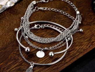 เครื่องประดับสร้อยข้อมือกําไลข้อมือโลหะสีเงินสไตล์โบฮีเมียน 4 ชิ้น/ชุด 2020