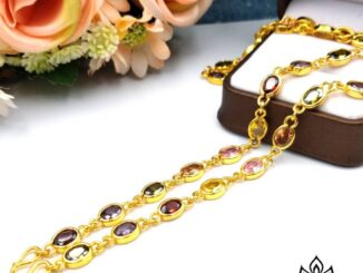 jewelryshop365 K128 สร้อยคอนพเก้าเพรชมณีใต้น้ำ งาน CZ แท้ ยาว 24 นิ้ว