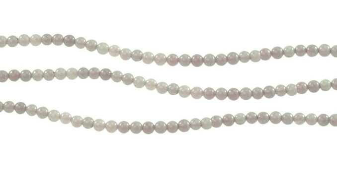 ลูกปัดหินแท้ เซ็ต 3 เส้น เม็ดกลม หินควอส์ (Quartz) 4 mm - (LZ-0210 สีเทา)