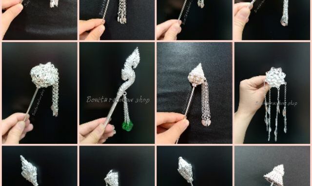 ปิ่นปักผม สีเงินขาว ลายสวยงามสินค้ามีพร้อมส่ง