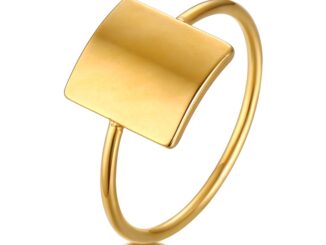 Vnox Personalized Statement Ring Rectangle Plate with Custom Names