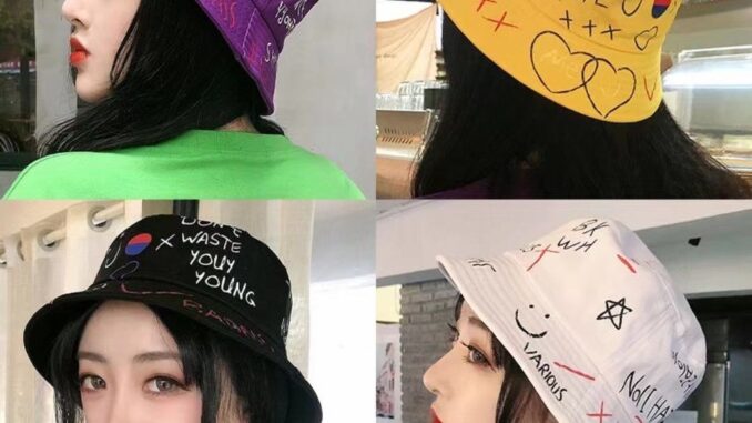 หมวกบักเก็ต ลายกราฟฟิตี สไตล์เกาหลี Graffiti