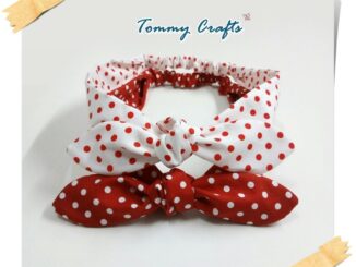ผ้าคาดผมโบ โบว์คาดผม ผ้าคอตตอน ลายจุดกลาง สีแดง-ขาว ผ้าคาดผมหูกระต่าย ที่คาดผม แฮนด์เมด polkadot cotton Headbands