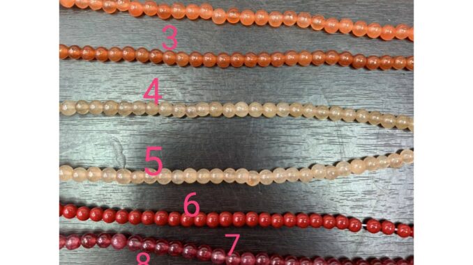 หินแท้อาเกต 4มิล งานDIY สายแมสโทนแดง ฟ้า เหลือง1/3