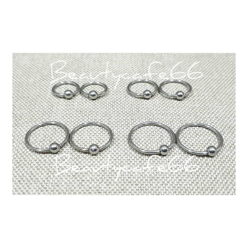 (1 คู่) 8 mm. - 16 mm. จิวห่วงบอล สแตนเลส Stainless ก้าน 1.2 mm. มี 3 สี ไม่ลอก ไม่ดำ ไม่ระคายเคือง ต่างหูห่วง วงกลม