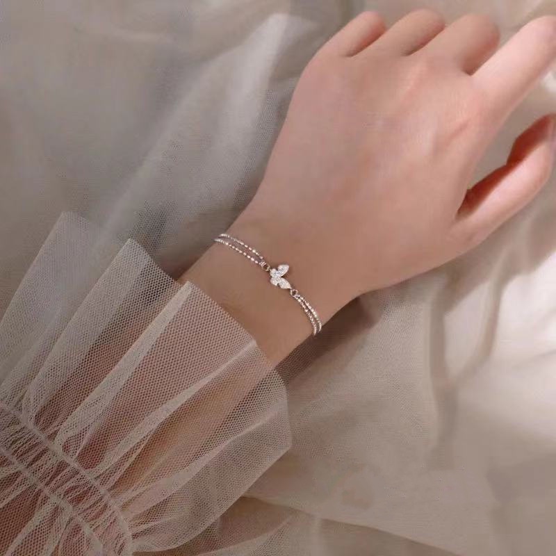 17KM เครื่องประดับ สร้อยข้อมือ สายโซ่ ประดับคริสตัล รูปผีเสื้อ สําหรับผู้หญิง