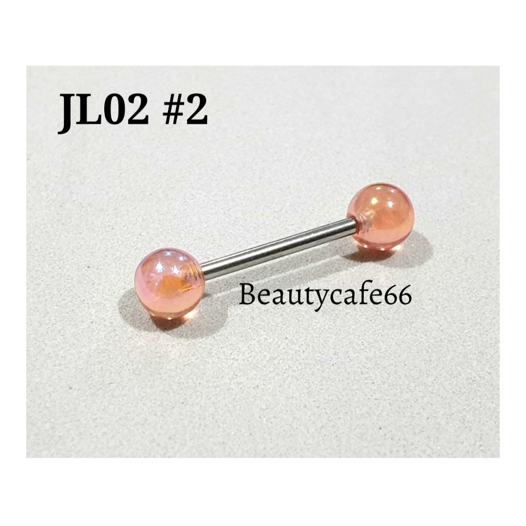 1pc. จิวลิ้น Surgical Steel จิวลิ้นอะคลิลิค ก้านสแตนเลส 1.6 x 16 mm. พร้อมส่งจากไทย Body Jewelry JL02 จิวปาก จิวแก้ม