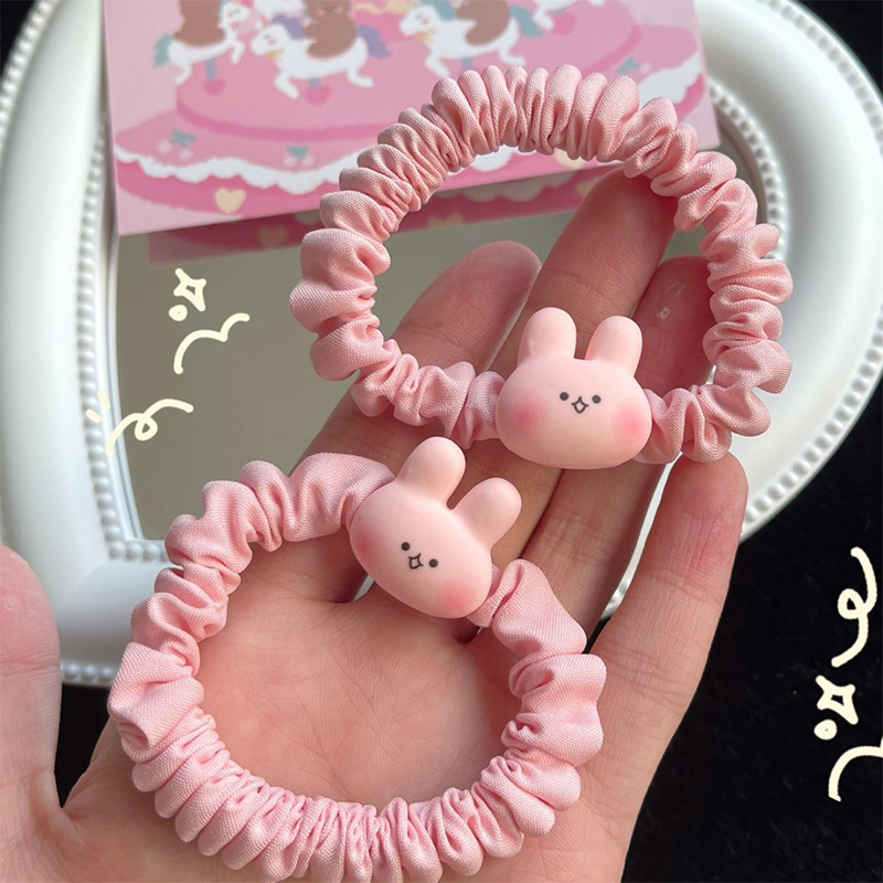 2023 เกาหลี ยางรัดผม จีบรอบ ลายการ์ตูนกระต่ายน่ารัก หวานแหวว สดใหม่ สําหรับเด็กผู้หญิง