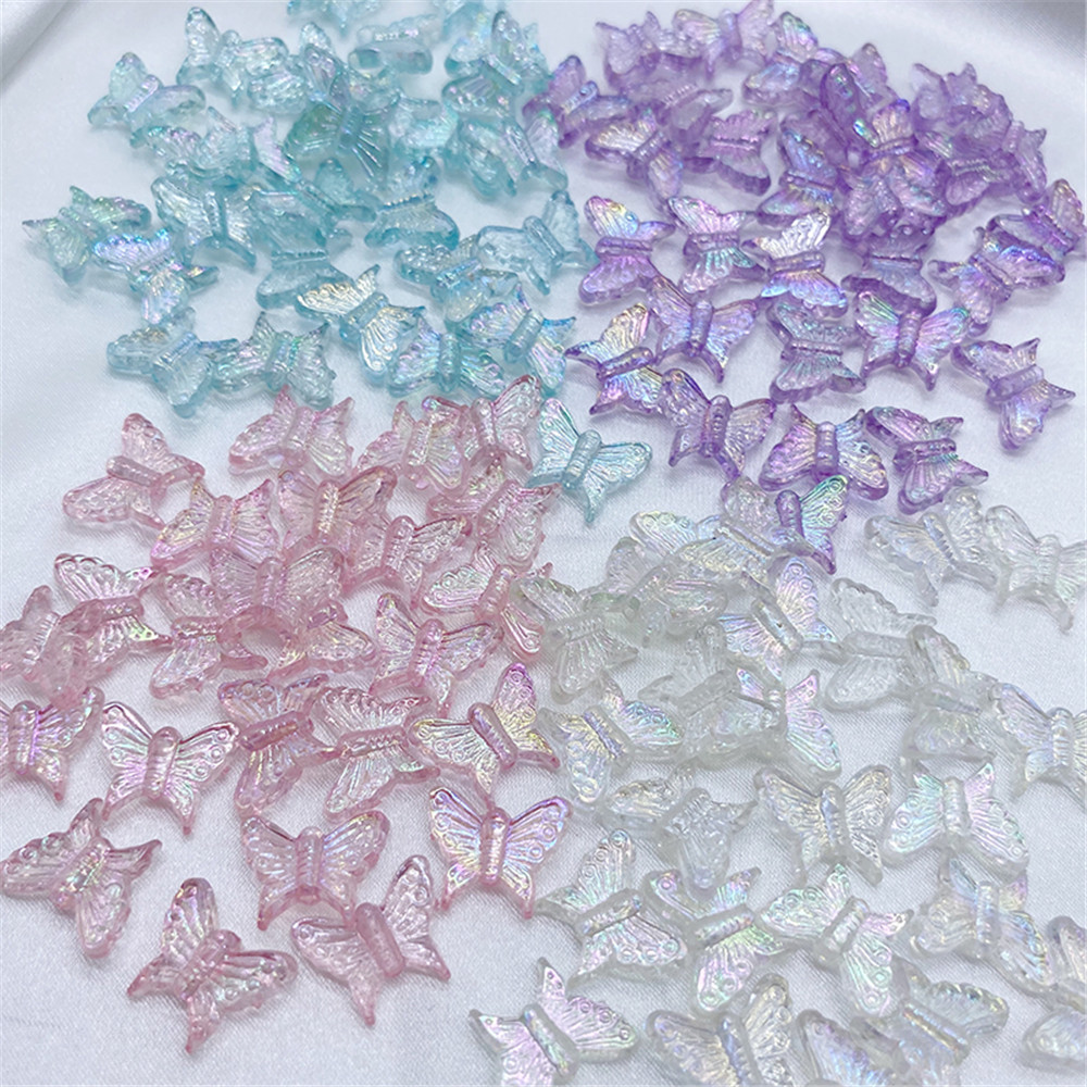 20pcs Acrylic 3D Butterfly Mixed Colour Transparent Butterfly Charm Beads Jewelry Make