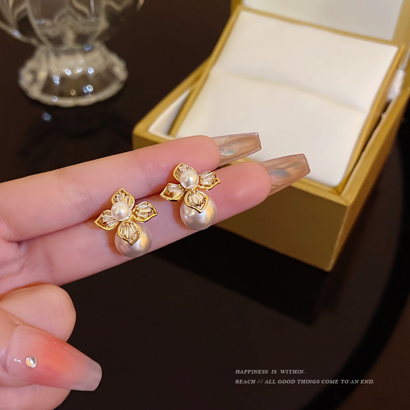 (3Lshop) ต่างหูมุกเทียม หรูหรา สไตล์เกาหลี เครื่องประดับแฟชั่น สําหรับผู้หญิง