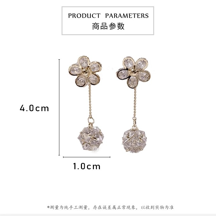 (3Lshop) ต่างหูเพทาย พู่ ดอกไม้ สไตล์เกาหลี เครื่องประดับแฟชั่น สําหรับผู้หญิง