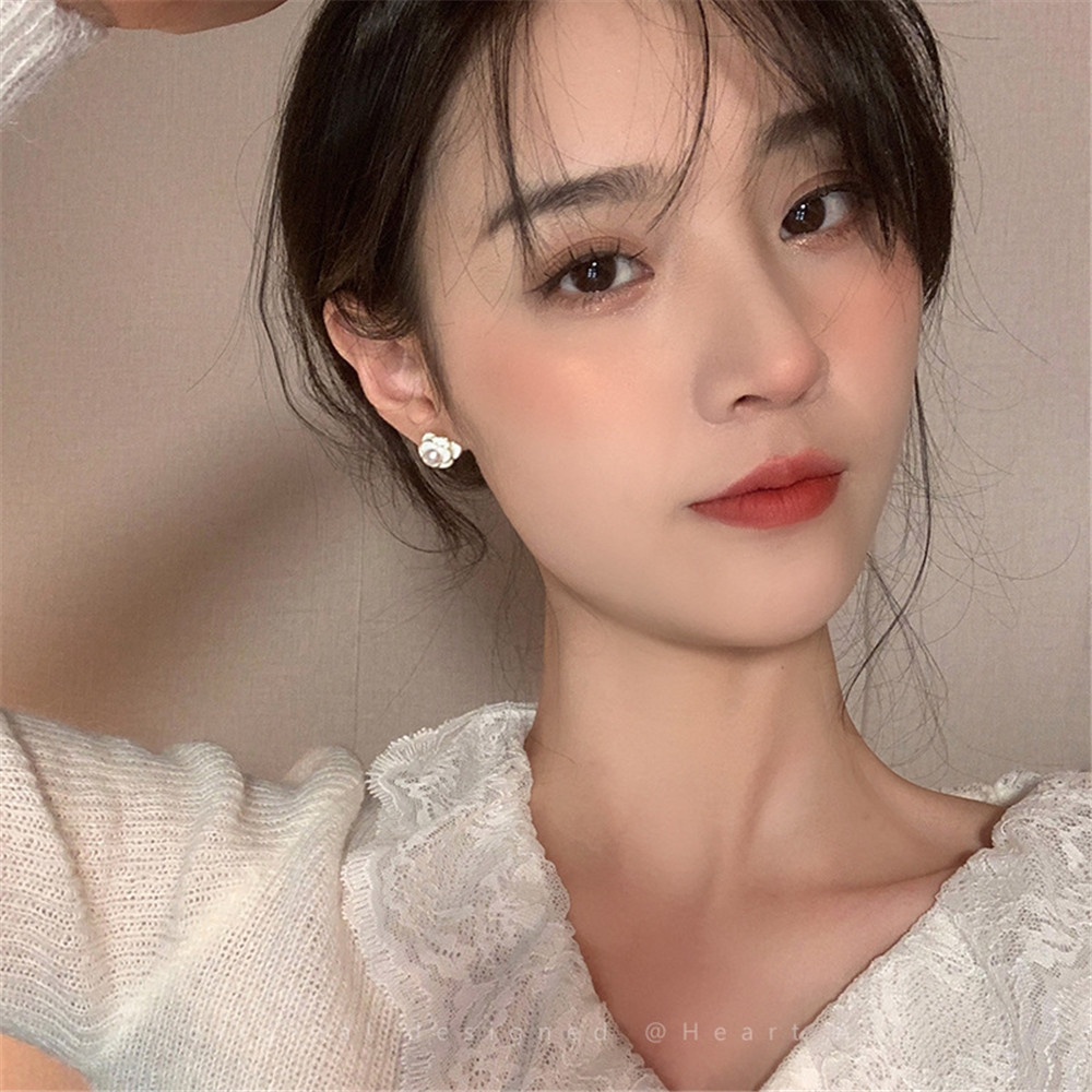 A HELLO GIRL ใหม่ ต่างหู ลายดอกคามิเลีย สีขาว หรูหรา สําหรับผู้หญิง 2023
