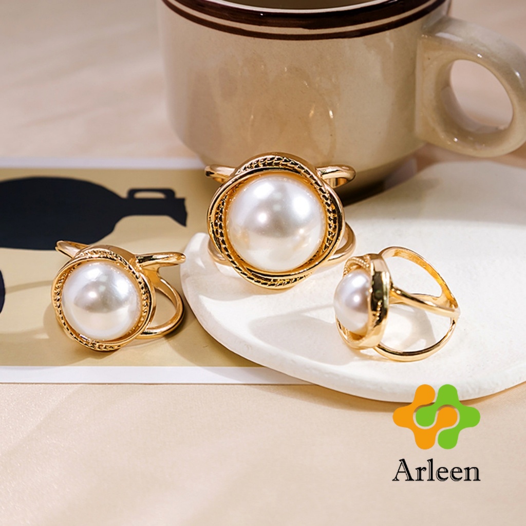 Arleen แหวนผ้าคลุมไหล่ สําหรับติดประดับผ้าพัน  ประดับไข่มุก สไตล์เรโทร scarf ring