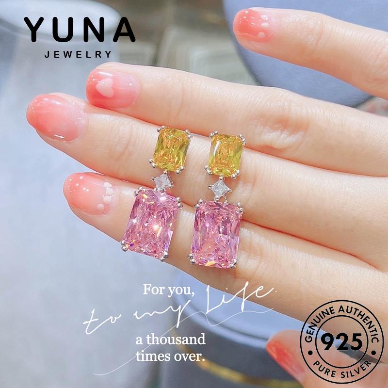 Athena Jewelry ต่างหูสตั๊ดเงิน 925 ประดับไพลิน มรกต ทับทิม หรูหรา สําหรับผู้หญิง M098
