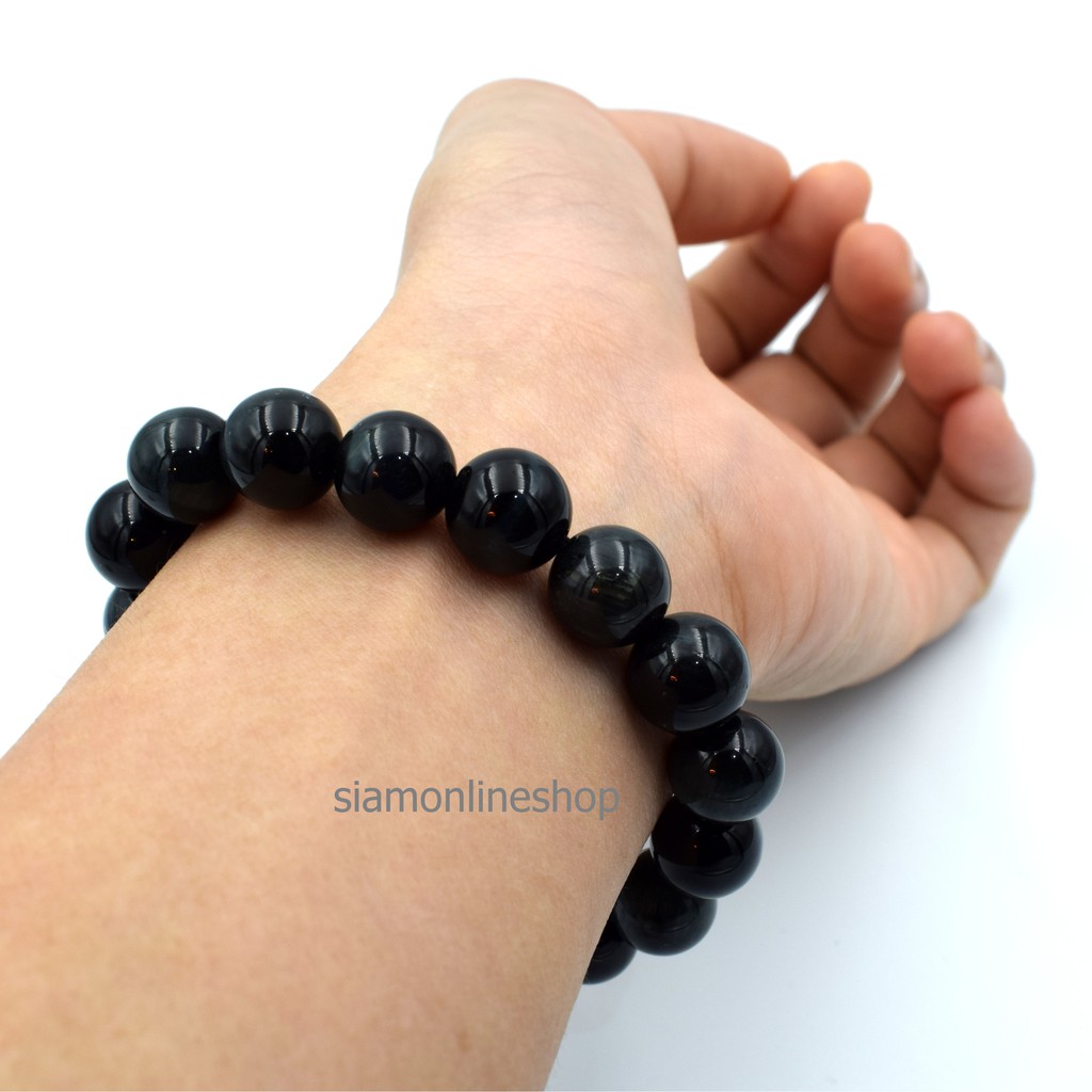 BLACK OPAL หินแบล็คโอปอล ขนาด 10 มม. สร้อยข้อมือหินแท้ by siamonlineshop