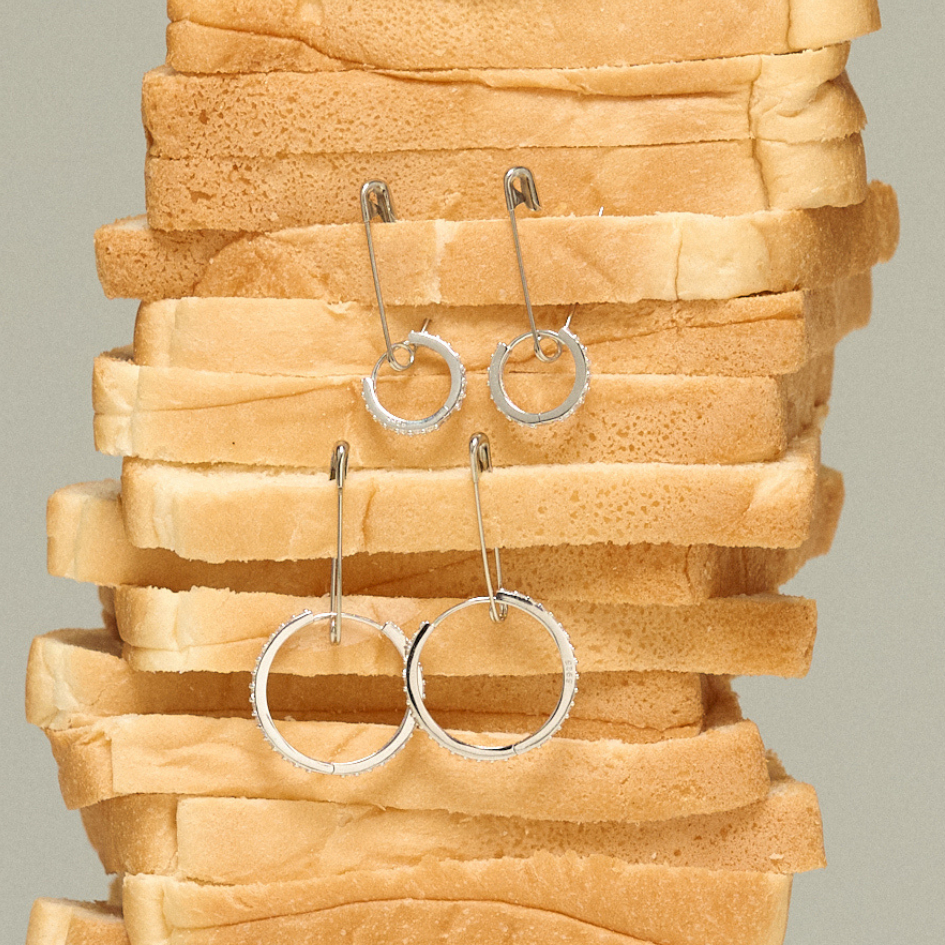Bemet pave gem hoop (925 sterling silver)