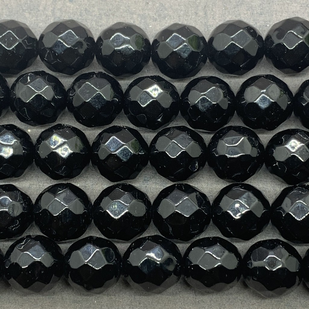 Black Agate Onyx Beads อาเกตสีดำนิลลูกปัด 4/6/8/10 / 12mm เหลี่ยมเพชรพลอยหินธรรมชาติตัดอัญมณีหลวม DIY