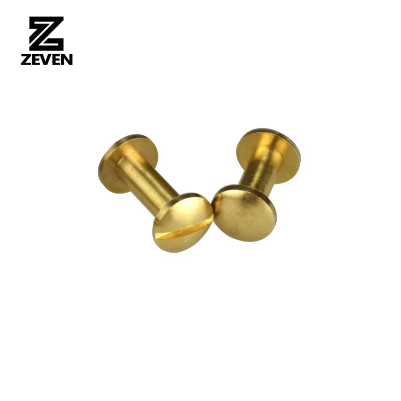 Brass Arc Belt Screw Stud Double Curved Head Chicago Nail Rivet For Leather Craft DIY Belt/strap Accessories-Multi-size