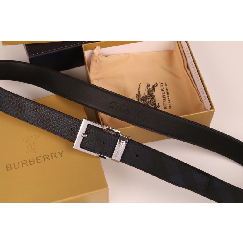 Bur BERRY เข็มขัดหนัง ลายตารางหมากรุก ลอนดอน สองด้าน สไตล์วินเทจ 120 ซม.