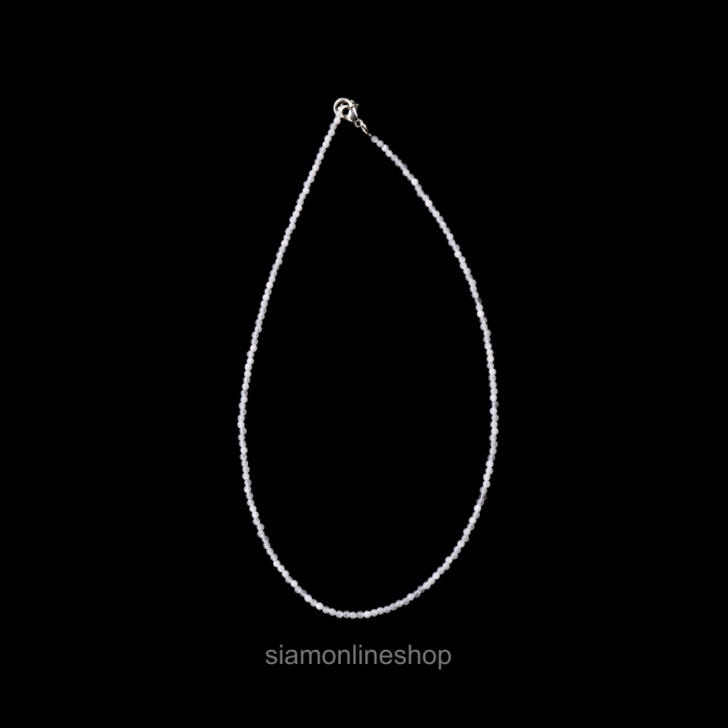 CHOKER สร้อยคอหิน หยกขาว หยกแท้ เลือกขนาดเม็ดหิน และความยาวได้ โชคเกอร์หิน white jade by siamonlineshop