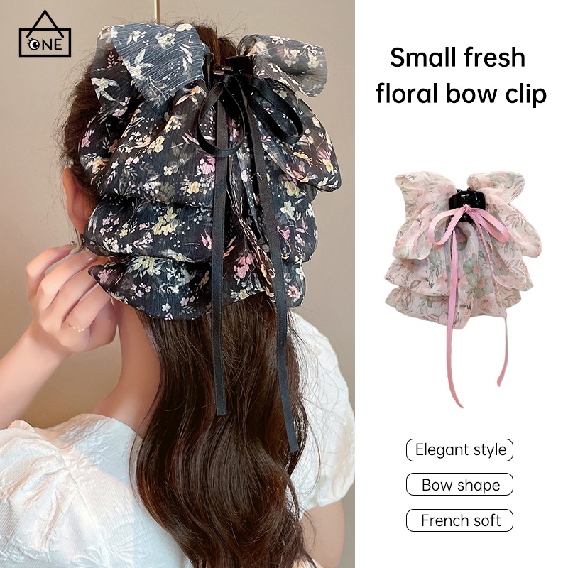 COD❤️ดอกไม้ที่สง่างามโบว์ผม Claw Clip ฝรั่งเศสพรีเมี่ยมความรู้สึกกิ๊บ - A.one