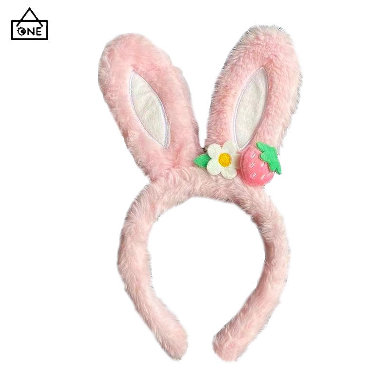 COD❤️พร้อมส่ง-ที่คาดผมสตรอเบอร์รี่น่ารักดอกไม้หูกระต่ายเด็กผู้หญิงแฟชั่นเกาหลี a.one