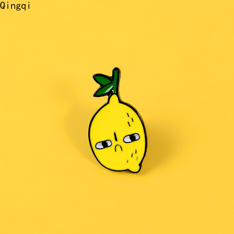 Cartoon Envious Lemon Enamel Pin Cute Unhappy Yellow Lemon Fruit Jewelry Badge Jeans Shirt Bag Brooches Pins for Friends