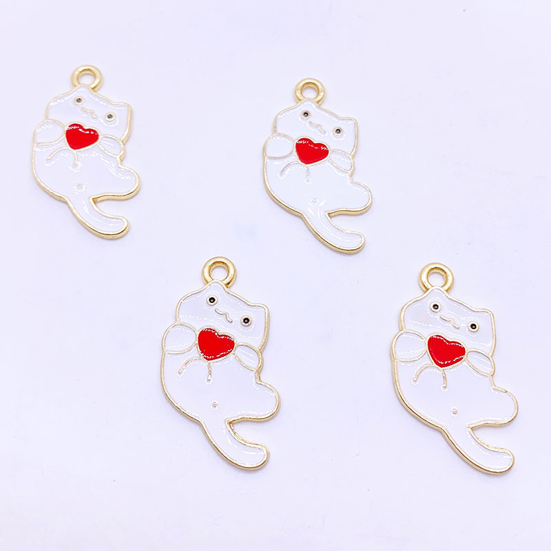 Charm จี้สร้อยคอ สร้อยข้อมือ โลหะผสม รูปการ์ตูนแมว 30*12 มม. 4 ชิ้น