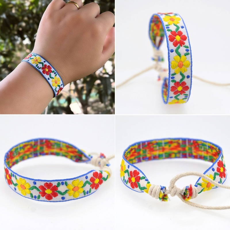 Chu สร้อยข้อมือถัก ปักลายดอกไม้ สตรอเบอร์รี่ สไตล์โบฮีเมียน