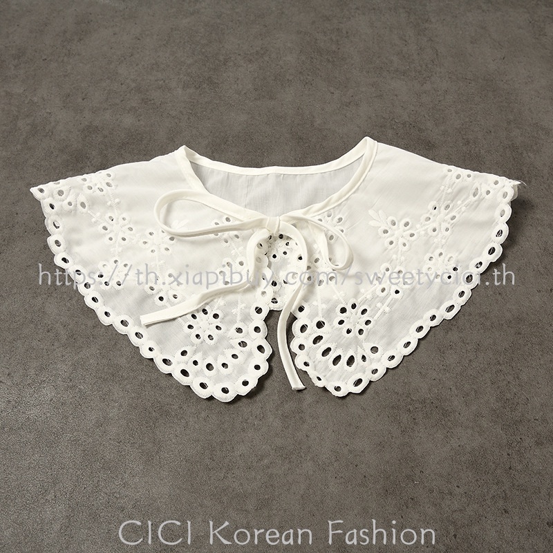 Cici ผ้าคลุมไหล่ ผ้าพันคอ ลูกไม้ ประดับโบว์ แฟชั่นสําหรับผู้หญิง