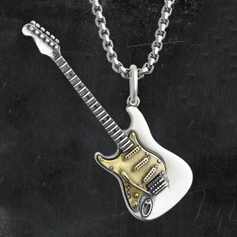 Colorful Electric Guitar Necklace Rock Punk Style Necklace Girls New Retro Niche Design Hip Hop Handsome Men