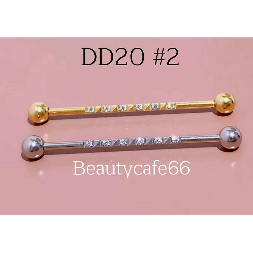 DD20 งานพรีเมี่ยม จิวดามหู ฝังเพชร สแตนเลส 316L ก้าน 1.6 mm. ยาว 3.8 cm. ไม่ลอก ไม่ดำ Stainless 316L จิวปีกหู ดามหู