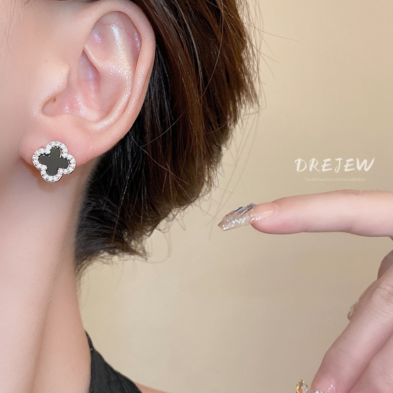 DREJEW ต่างหูเข็มเงิน 925 ประดับเพทาย ทอง 18K ลายดอกไม้ หรูหรา เหมาะกับผู้หญิง