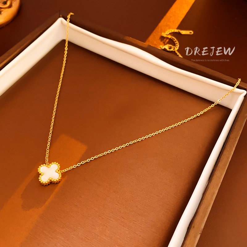 DREJEW  สร้อยคอโซ่เหล็กไทเทเนียม จี้รูปดอกไม้อะคริลิค หลากสี หรูหรา กันแพ้ สร้อย