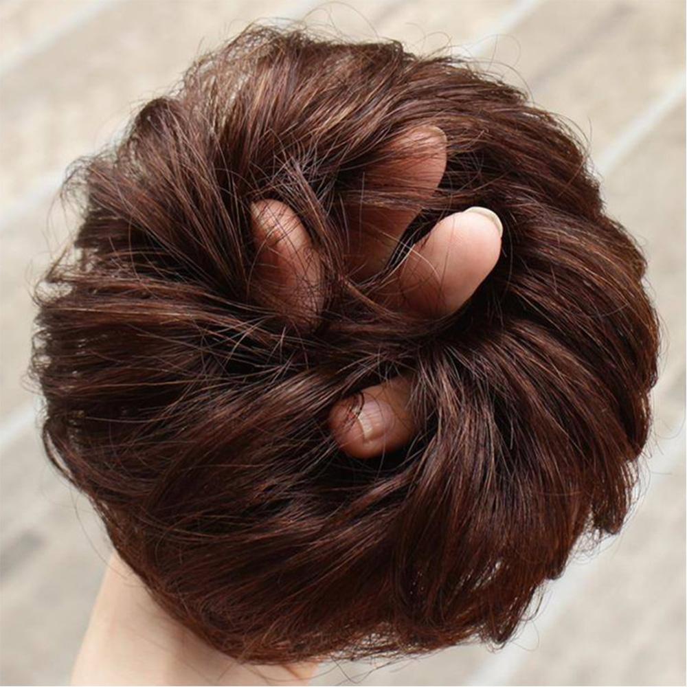 Daiga ยางรัดผมโดนัท สีน้ําตาลธรรมชาติ ยางรัดผมปลอม แบบหูรูด ผมหยิก Chignon