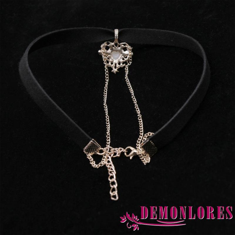 Demq- สร้อยคอกํามะหยี่ จี้หัวใจ ประดับมุก สีทอง ปรับได้ สไตล์วินเทจ สําหรับผู้หญิง