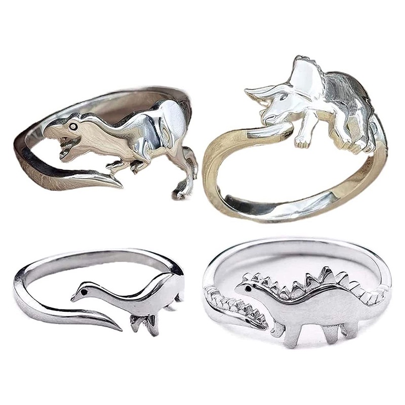 Dinosaur Ring for Women Girls Men Polished Dragon Animal Expandable Open Finger Rings Jewellery Adjustable Ring Size LQZ