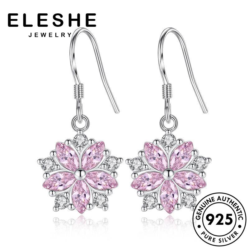 Eleshe ต่างหูตะขอเงิน 925 ประดับมุก เพชร โมอิส เครื่องประดับ สําหรับผู้หญิง M008