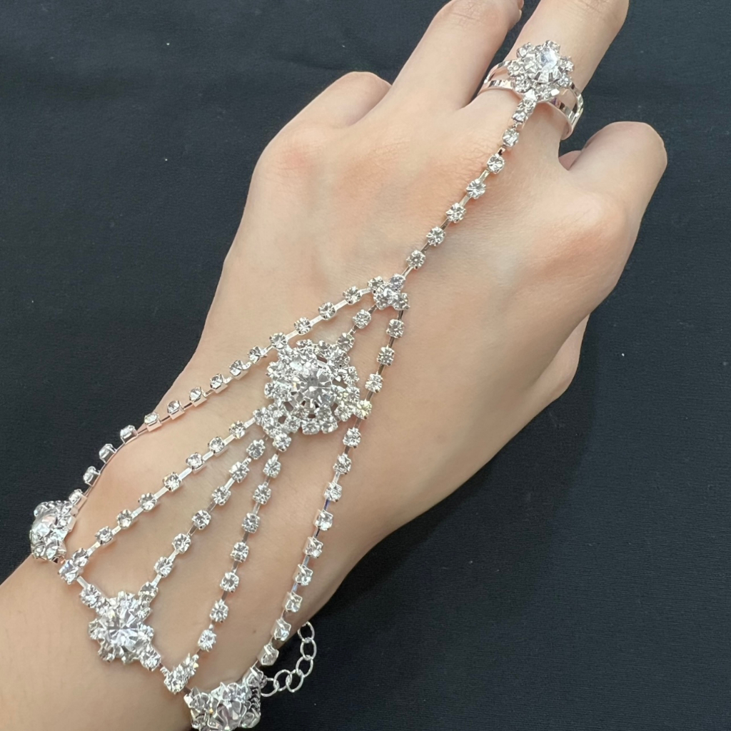 Fashion Jewele สายรัดข้อมือ และแหวน ประดับคริสตัล พลอยเทียม สําหรับเจ้าสาว งานแต่งงาน