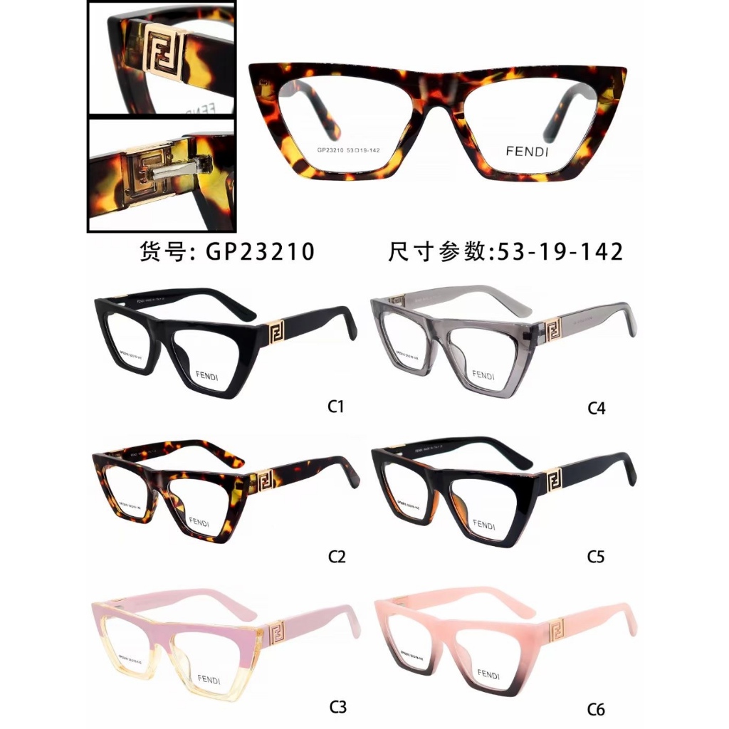 Fendi FENDI แว่นตากันแดดแฟชั่น ลําลอง กรอบอะซิเตท ผีเสื้อ ออปติคอล ทรงไม่สมมาตร lk