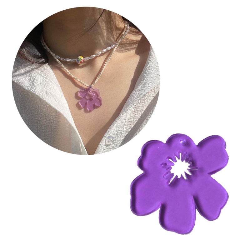 Flgo จี้ดอกไม้อะคริลิคกลวง หกกลีบดอกไม้ เครื่องประดับ DIY