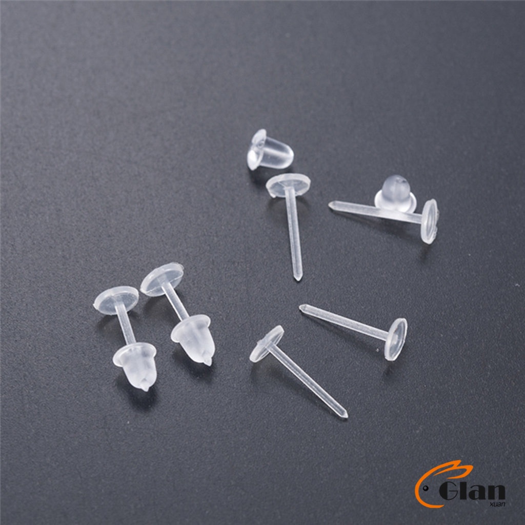Glanxuan แป้นต่างหูพลาสติก ป้องกันการแพ้ หรือ DIY ต่างหู สีใส มี 25 คู่