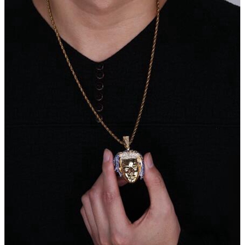 Hip Hop Style Gold Face Pendant Necklace for Men