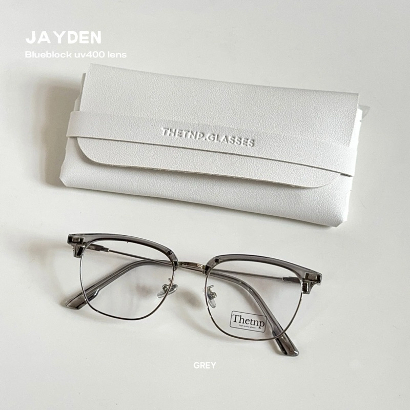 JAYDEN (blueblock uv400) แว่นกรองแสงสีฟ้า ทรงคลับมาสเตอร์ half lens