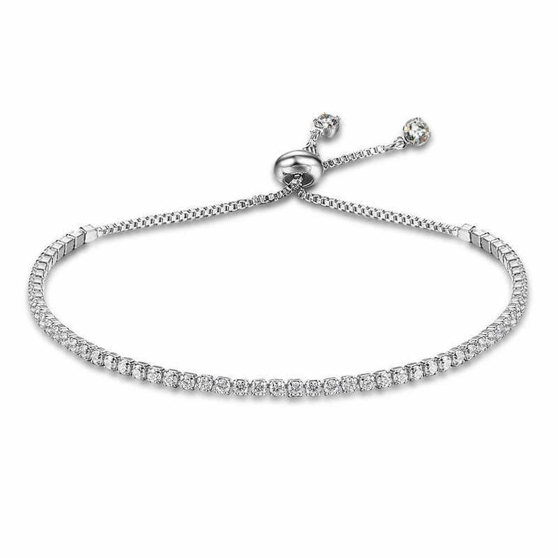 J&L สร้อยข้อมือคริสตัลประดับ Rhinestone เครื่องประดับแฟชั่นสตรี