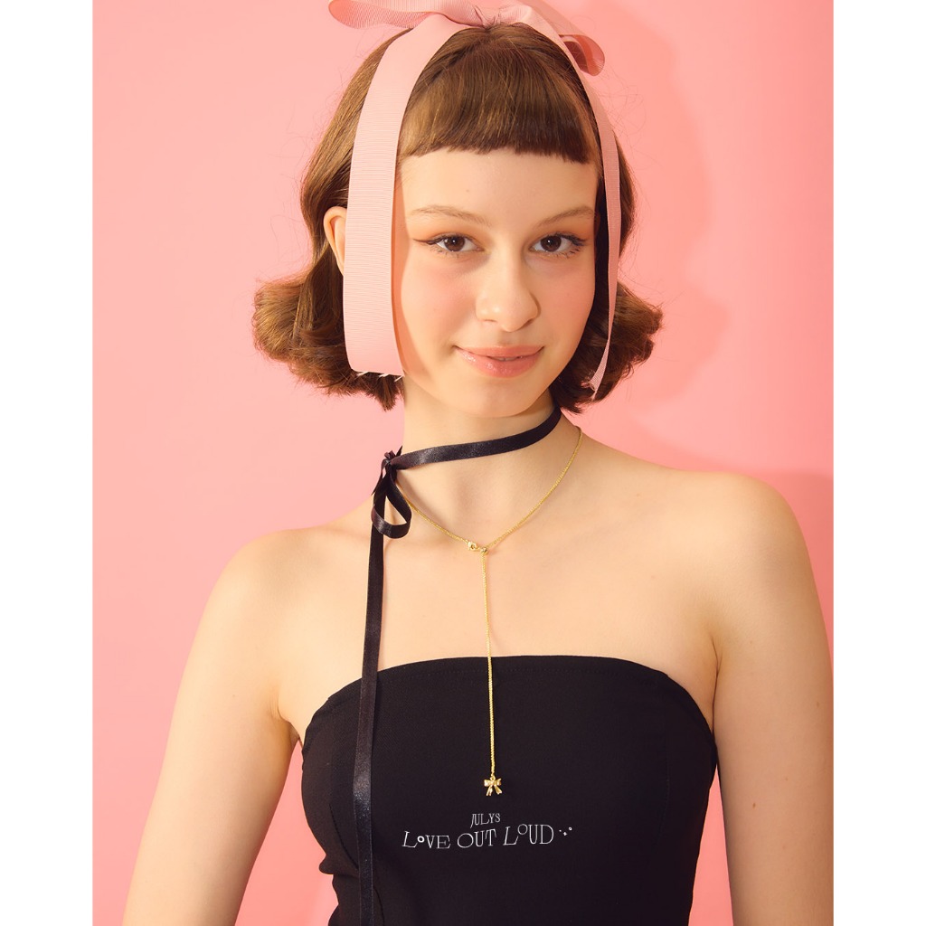Julys - lolita ribbon drawstring necklace สร้อยคอโบว์ รูดได้